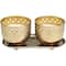 7oz. Jasmine Scented Candles in Cut Out Gold Bowls and Tray